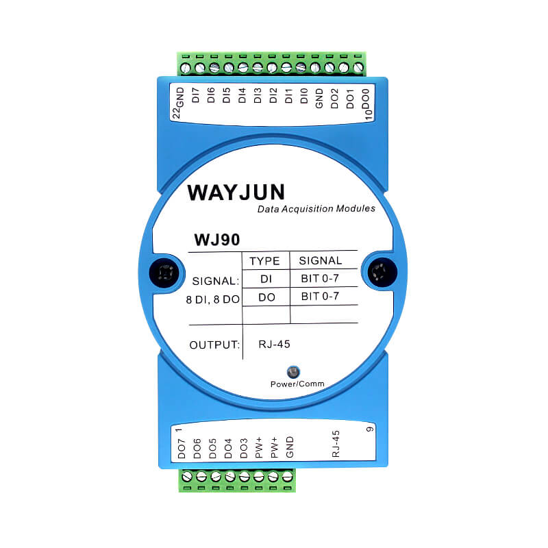 八路DI八路DO，開關量遠程IO模塊，Modbus TCP數據采集模塊 WJ90
