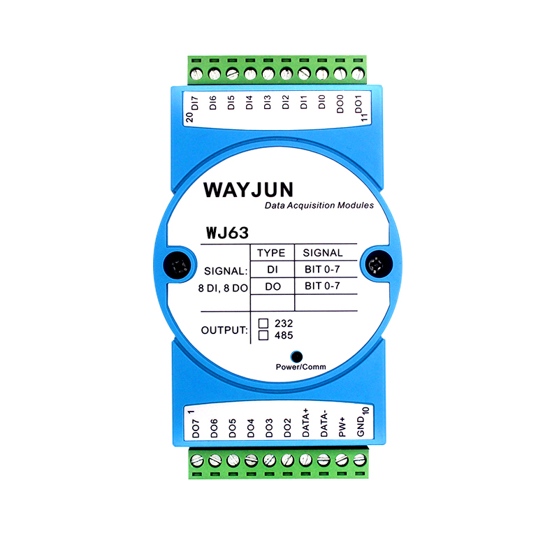 8路DI高速計(jì)數(shù)器，8路DO支持PWM輸出，Modbus RTU模塊 WJ63
