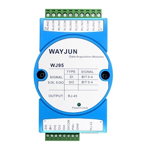 五路DI五路DO，網絡繼電器，Modbus TCP遠程IO模塊 WJ95   